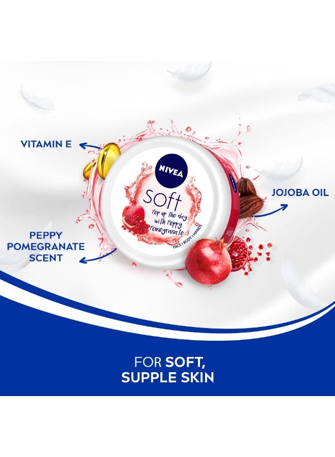 NIVEA Soft Light Moisturizer 200ml | Peppy Pomegranate | For Face, Hand & Body, Instant Hydration | Non-Greasy Cream | With Vitamin E & Jojoba Oil | All Skin Types - Image 2